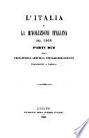 L'Italia e la rivoluzione italiana nel 1848, parti due della principessa C. Triulzi-Belgiojoso. Traduzione a parola