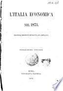 L'Italia economica nel 1873 pubblicazione ufficiale