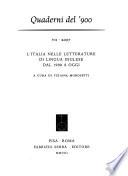 L'Italia nelle letterature di lingua inglese dal 1900 a oggi
