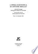 L'opera scientifica di Antoine Meillet