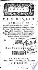 L'opere di M. Giulio Camillo, cioè Discorso in materia del suo theatro. ..