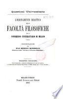 L' Ordinamento didattico delle Facoltà filosofiche ed il congresso universit. di. Milano