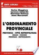 L'ordinamento provinciale. Provincia, città metropolitana, organi, funzioni, personale, responsabilità