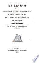 La chiave della collezione delle leggi e de' decreti Reali del Regno delle due Sicilie dal primo gennaio 1824 al 31 dicembre 1837