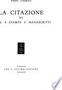 La citazione di opere a stampa e manoscritti