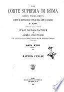 La Corte suprema di Roma raccolta periodica delle sentenze della Corte di cassazione di Roma