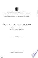 La critica del testo musicale