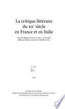 La critique littéraire du XXe siècle en France et en Italie