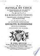 La Favola di Circe rappresentata in un antico Greco bassorilievo di marmo commentata