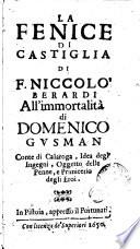La Fenice di Castiglia di F. Niccolo' Berardi all'immortalità di Domenico Gusman ...