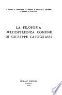La Filosofia dell'esperienza comune di Giuseppe Capograssi