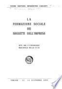 La formazione sociale dei soggetti dell' impresa