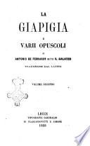 La Giapigia e varii opuscoli di Antonio De Ferrariis detto il Galateo