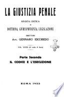 La giustizia penale rivista critica settimanale di giurisprudenza, dottrina e legislazione