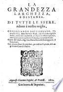 La grandezza larghezza, e distanza. Di tutte le sfere, ridotte à nostre miglia, cominciando dall'inferno, fino alla sfera doue stanno i beati, e la grandezza delle stelle, con le vere cagioni de più segnalati effetti naturali, che si generano in ciascuno elemento, e in ciascun cielo. Opera dell'illustre sig. Gio. Maria Bonardo fratteggiano, il caualiero. Con alcune chiare annotationi, per ciascun capitolo, di Luigi Groto cieco di Hadria