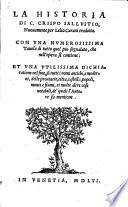 La historia (della congiura di Catilina e della guerra di Giugurtha.) nuovamente per Lelio Carani tradotta
