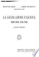 La legislazione fascista. 1929-34