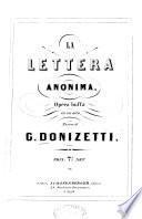 La Lettera anonima. Opera buffa in un atto. [Vocal Score.]