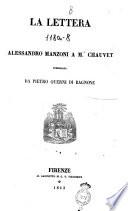 La lettera di Alessandro Manzoni a m. Chauvet pubblicata da Pietro Querni di Bagnone