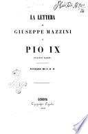La lettera di Giuseppe Mazzini a Pio 9. pontefice massimo
