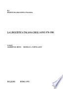 La Linguistica italiana degli anni 1976-1986