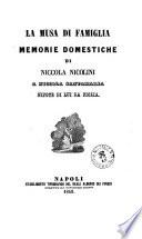 La musa di famiglia memorie domestiche di Niccola Nicolini a Niccola Santamaria nipote di lui da figlia
