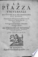 La Piazza Universale di tutte le professioni del mondo. ... Nuovamente formata, etc. MS. notes by F. Driuzzo
