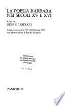 La Poesia barbara nei secoli XV e XVI