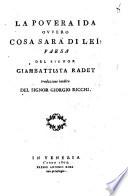 La povera Ida ovvero Cosa sarà di lei? farsa del signor Giambattista Radet traduzione inedita del signor Giorgio Ricchi