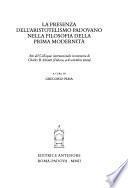 La presenza dell'aristotelismo padovano nella filosofia della prima modernità