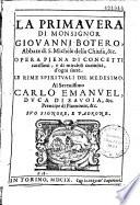 La primavera di monsignor Giovanni Botero,...
