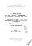 La recepción de Boccaccio en España