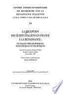 La réception des écrits italiens en France à la Renaissance