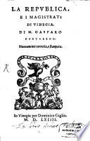 La Repvblica, E I Magistrati Di Vinegia