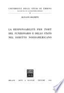 La responsabilità per tort del funzionario e dello Stato nel diritto nordamericano