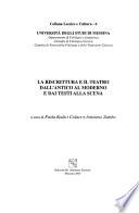 La riscrittura e il teatro dall'antico al moderno e dai testi alla scena