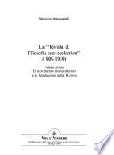 La Rivista di filosofia neo-scolastica: Il movimento neoscolastico e la fondazione della Rivista