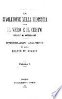 La Rivoluzione nella filosofia, ossia il vero e il certo applicati al materialismo. Considerazioni analitiche