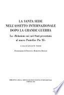La Santa Sede nell'assetto internazionale dopo la grande guerra