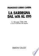 La Sardegna dal 1478 al 1793: Gli anni 1720-1793