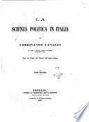 La scienza politica in Italia di Ferdinando Cavalli