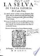 La Selva di varia istoria di Carlo Passi