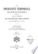 La sovranità temporale dei Romani Pontefici propugnata nella sua integrità