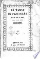La tassa di famiglia per gl'anni 1848, 1849, 1850 memoria