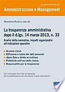 La trasparenza amministrativa dopo il d.lgs.14 marzo 2013