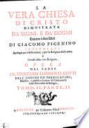 LA VERA CHIESA DI CRISTO DIMOSTRATA DA' SEGNI, E DA' DOGMI.