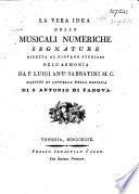 La vera idea delle musicali numeriche segnature diretta al giovane studioso dell'armonia