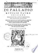 La Villa di Palladio Rutilio Tauro Emiliano, tradotta nuovamente per Francesco Sansovino...