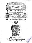 La vniuersal fabrica del mondo dell'eccell. m. Lorenzo Anania della citta di Tauerna cosmografo, et teologo doue s'ha piena notitia de i costumi, leggi, citta', fiumi, monti, prouincie, & popoli del mondo. ..