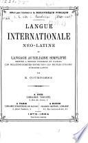 Langue internationale nĕo-latine, ou Langage auxiliaire simplifié